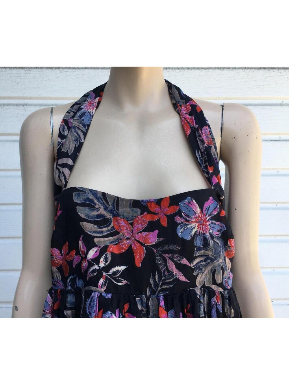 NWT Free People Black Floral Mai Tai Bubble-Hem Convertible Mini-Dress Size M - Picture 2 of 9